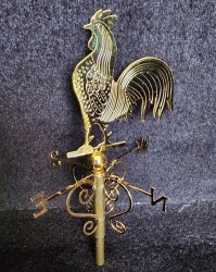 Miniature Dollhouse 1/12th Solid Brass Rooster Weathervane