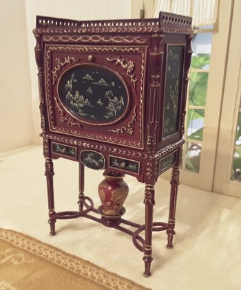Miniature Dollhouse 1/12 th Scale Chinoisserie Writng Desk