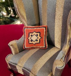 Miniature Dollhouse 1/ 12th Scale Petite Point Indian Pillow