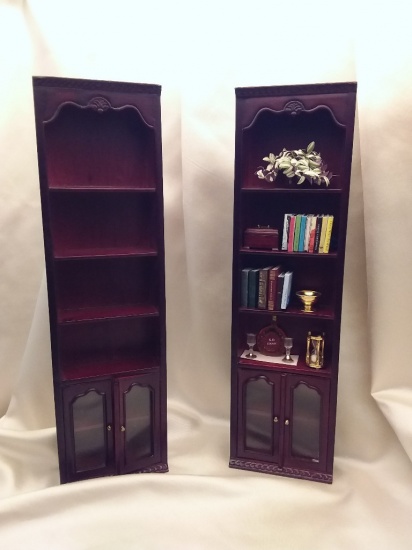 Miniature Dollhouse 1/12th Scale Bookshelf Cabinets - Click Image to Close
