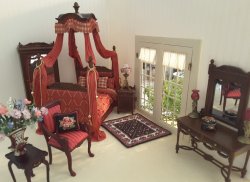 Miniature Dollhouse 1/12 th Scale 4 pc. French Canopy Bed Set