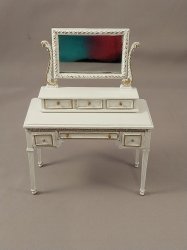 Miniature Dollhouse 1/12th Scale Vanity Set, Handpainted, 2pc