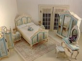 Miniature Dollhouse 1/12th Belmont Bleu 6 pc bedroom set