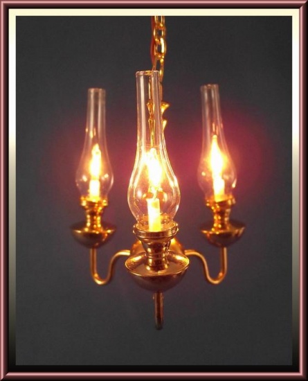 Dollhouse Three Arm Brass Chandelier - Click Image to Close