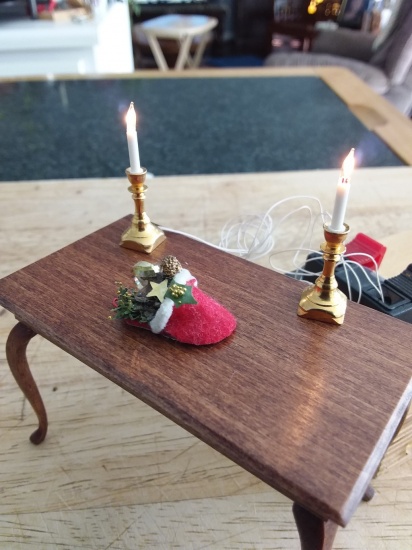Miniature Dollhouse Brass Candlestick Pr. Elect. - Click Image to Close