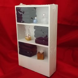 Miniature Dollhouse 1/12th Scale Bath Shelf w/ Navy Towels