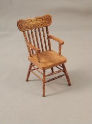 Miniature Dollhouse 1/2th Scale Vintage Arm Chair, Oak