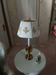 Miniature Dollhouse Brass Candlestick Table Lamp