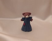 Miniature Dollhouse 1/12 th Scale Bear Figurine in Blue Dress - Click Image to Close